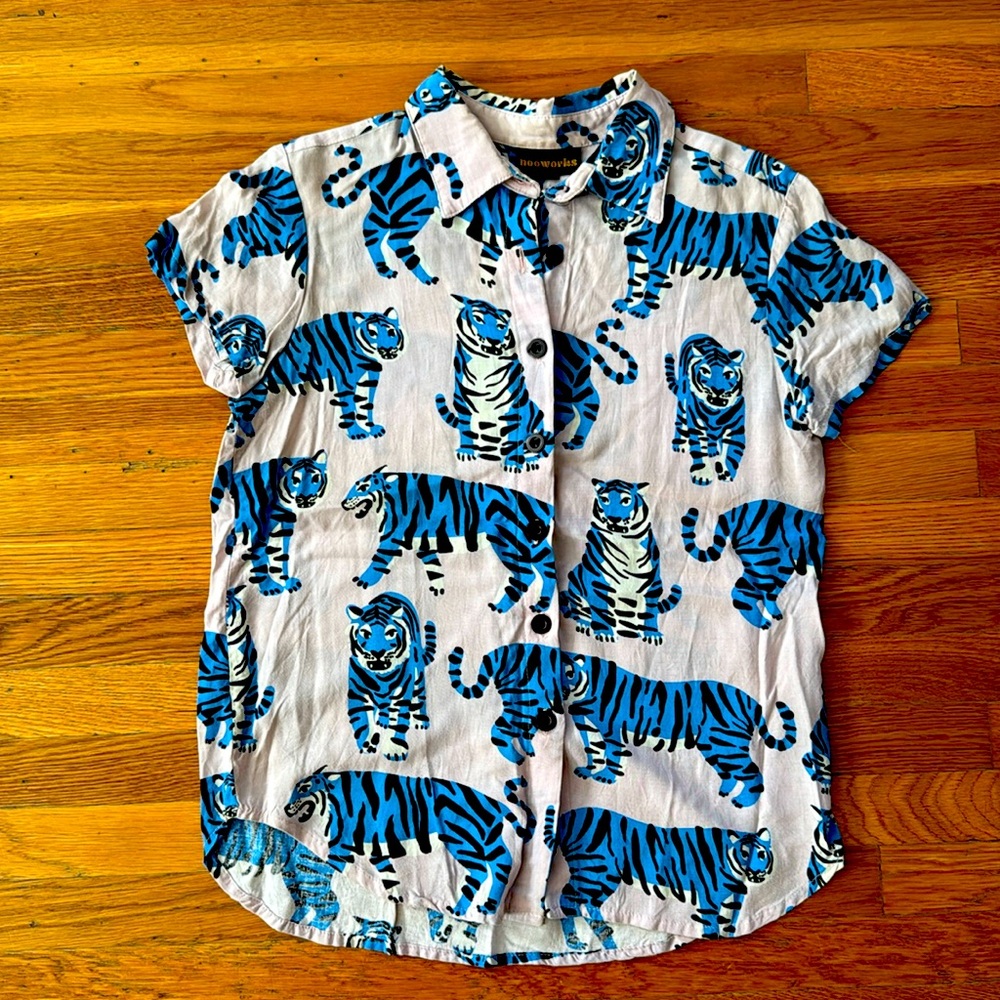 Nooworks Rare! Joyce Top Blue Tigers